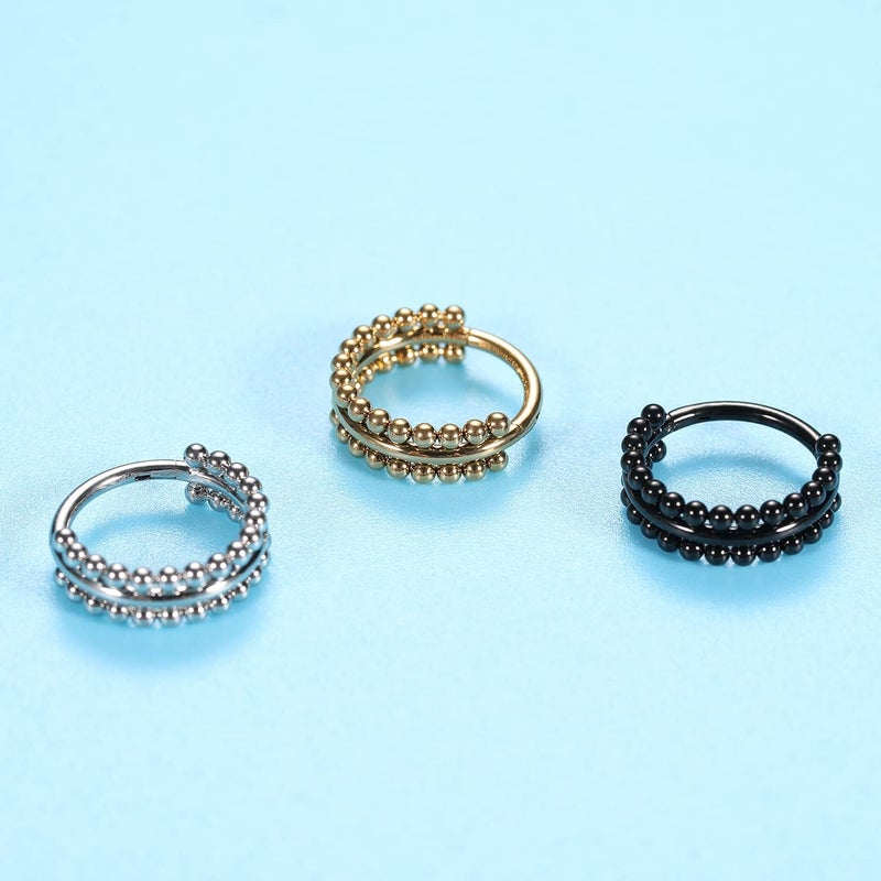 FUNLMO Store 316L Surgical Steel Nose Hoop Septum Conch Piercing Jewelry Cartilage Daith Helix Tragus Rook Lobe Earring Triple/Double Nose Lip Ring 20G 18G 16G - Image 3